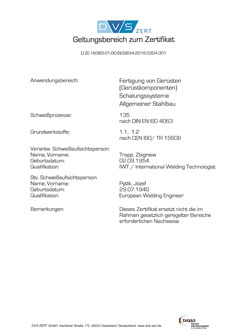 Certifikát: EN-ISO 3834 DE - verze německa